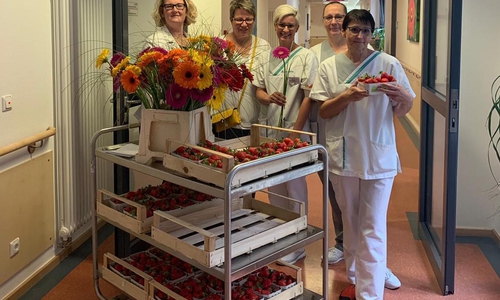 Erdberen und Gerberas wurden verteilt. Foto: Asklepios Harzkliniken