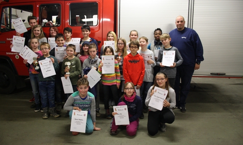 Alle Teilnehmer und der Jugendfeuerwehrwart Benjamin Rischke. Foto: privat
