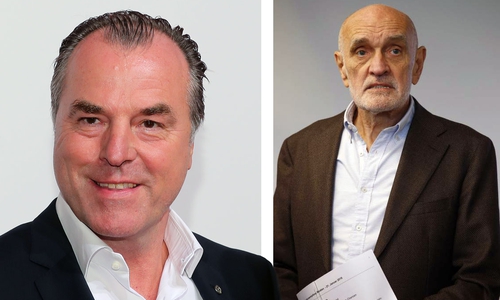 Clemens Tönnies (l.) und Martin Kind diskutieren am 13. März in Goslar. Foto: Agentur Hübner/imago-Sielski