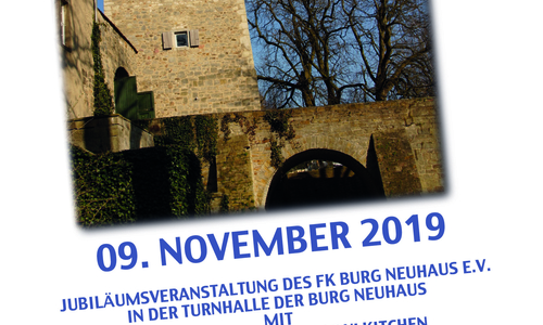 Der Freundeskreis Burg Neuhaus veranstaltet eine zweite Jubiläumsfeier.

Plakat: Freundeskreis Burg Neuhaus