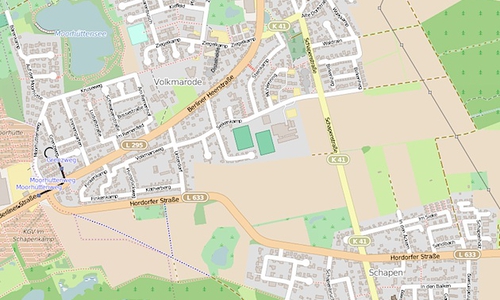 Der Stadtbezirksrat  Volkmarode will die Querungshilfe aus dem eignen Budget mitfinanzieren. Quelle: OpenStreetMap.org