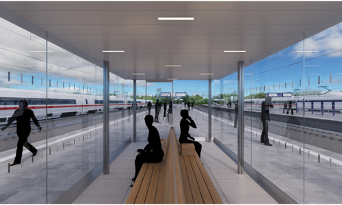 So könnte der neue Pavillon auf dem Wolfsburger Bahnhof aussehen
Quelle: Deutsche Bahn