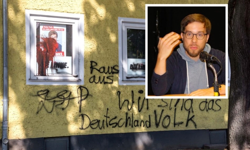 Victor Perli (Linke) zur Farbattacke auf sein Büro in Lebenstedt. Foto: Rudolf Karliczek; Alexander Dontscheff