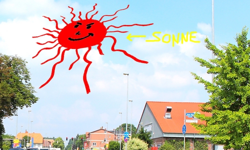 Aktuelle Aufnahmen unserer Sonne. Die Schadenfreude ist ihr ins Gesicht geschrieben. Illustration: Nick Wenkel
