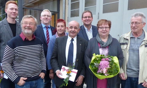 Die SPD Kreistagsfraktion bedankt sich bei ihren verdienten, ausgeschiedenen Mitgliedern (v. l.): Patrick Krause, Stefan Puhle, Vorsitzender Falk Hensel, stv. Vorsitzende Sabine Resch-Hoppstock, Bruno Polzin, stv. Vorsitzender Marcus Bosse, Ute Heider und Friedhelm Vree. Foto: Privat