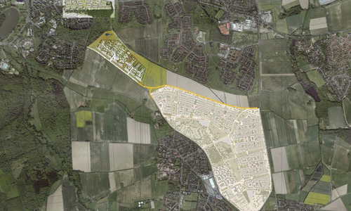 Dimension des neuen Baugebietes. Karte: AG Thomas Schüler Architekten Stadtplaner, Düsseldorf / Faktorgruen, Freiburg