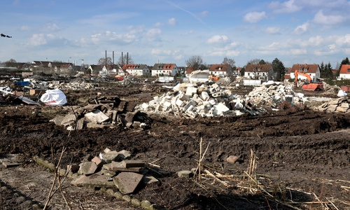 Stadtquartier Hellwinkel. Areal für den ersten Bauabschnitt. Auf dem Gelände beginnt jetzt die Einrichtung der Baustelle. Foto: Lars Landmann