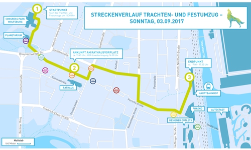  Streckenführung. Darstellung: Stadt Wolfsburg