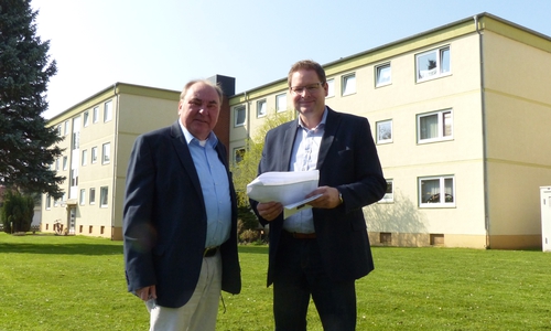 Schöppenstedts Bürgermeister Karl-Heinz Mühe und der SPD-Landtagsabgeordnete Marcus Bosse. Foto: Privat