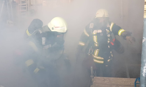 Ortsfeuerwehr Wolfenbüttel übte verschiedene Szenarien auf dem Gelände der Firma "Sven Müller Gerüstbau". Fotos: Ortsfeuerwehr Wolfenbüttel