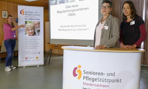 Die Pflegeberaterinnen Bianca Kaiser, Katarzyna Galuszka-Stolz und Joana Möbes freuen sich auf viele Zuhörer. Foto: Landkreis Peine