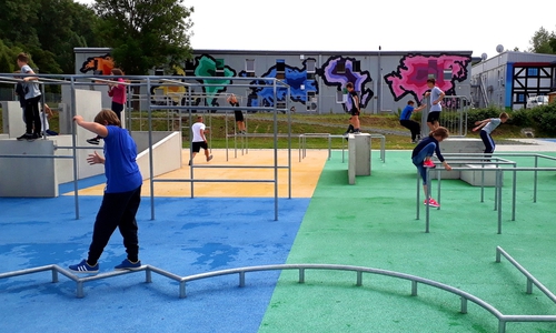 Parkour-Luft mit den Parkourern aus Braunschweig schnuppern. Foto Stadt Wolfenbüttel-Jugendpflege