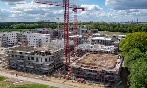 Nimmt Formen an: Beim Tag der offenen Baustelle im Steimker Quartett durften erste Wohnungen im Rohbau besichtigt werden. Foto: Sparkasse Gifhorn-Wolfsburg