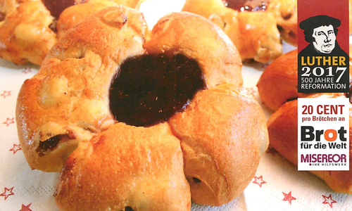 So sehen die Reformationsbrötchen aus. Foto: Bäcker-Innungsverband Niedersachsen/Bremen