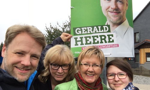 In Wahlkampfstimmung: Gerald Heere (von links), Martina Götzke, Doris Meyermann und Claudia Wilke. Foto: Die Grünen