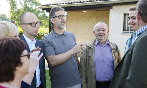 Informationsaustausch mit dem Ohrumer Bürgermeister (SPD-Kommunalpolitiker v. l.): Petra Johns, Eva Fuhrmann-Bockemühl, Kai Nahser, Bürgermeister Martin Kokon, Bruno Polzin, Jan-Phillipp Preißner und Andreas Niebuhr. Foto: 
