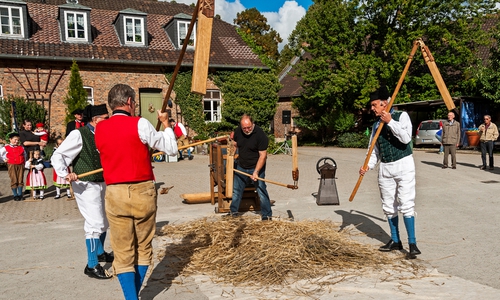 Dreschfest an der Historischen Brauscheune mit den Steinbekers, Foto: Stadtmuseum Wolfsburg