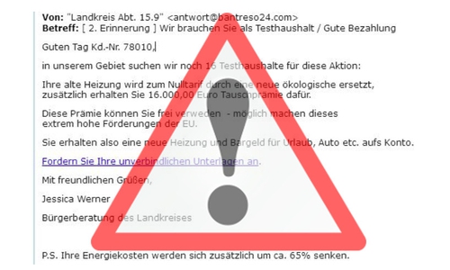 Der Landkreis warnt vor gefälschten Mails die aktuell im Umlauf sind. Grafik: Landkreis Helmstedt/pixabay, Fotomontage: Eva Sorembik 
