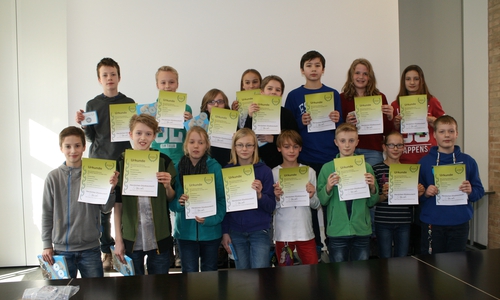 Die Klasse fünf bis sechs beim heureka-Wettbewerb. Foto: Privat