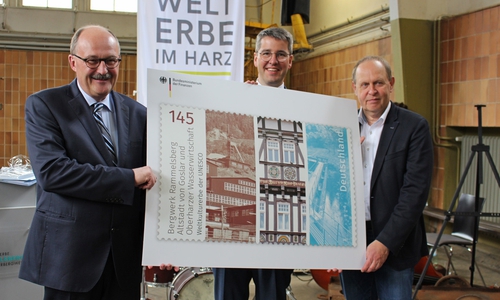 v.l.n.r.: Dr. Michael Meister (Bundeministerium Finanzen), Dr. Oliver Junk (Oberbürgermeister Goslar), Gerhard Lenz (Geschäftsführer Weltkulturerbe Goslar) Fotos/Video: Alexander Panknin; Nadine Munski-Scholz