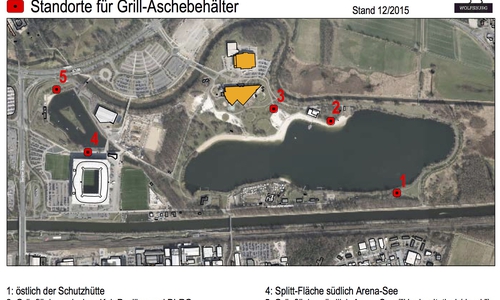 Das Grillen ist an fünf dafür ausgewiesenen Stellen im Allerpark erlaubt. Grafik: Stadt Wolfsburg