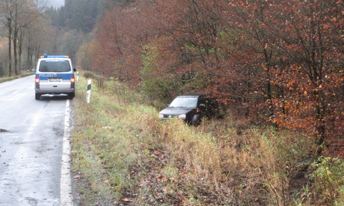 An einem Baum endete die Fahrt. Foto: Polizei