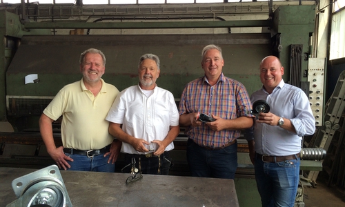 Von links: Tobias Wehrstedt, Olaf Dornieden, Frank Oesterhelweg, Holger Bormann bei der Metallbau Wehrstedt.