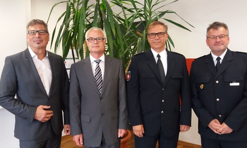 Polizeipräsident Michael Pientka, Erster Kriminalhauptkommissar Thomas Arth, Polizeioberrat Rodger Kerst und Polizeivizepräsident Roger Fladung. Foto: Polizei Braunschweig
