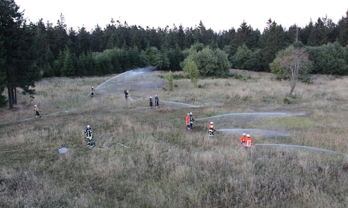 Feuerwehren übten die Brandbekämpfung an der Schalke. Foto: Feuerwehr Goslar