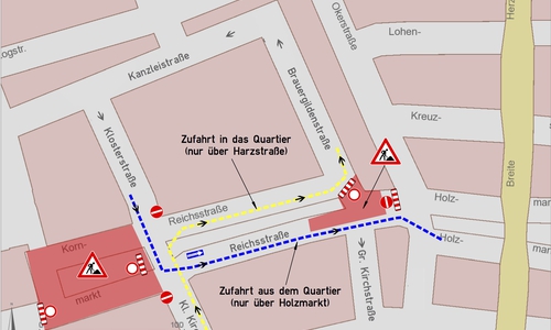 Neue Verkehrsführung am Kornmarkt. Grafik: Stadt Wolfenbüttel