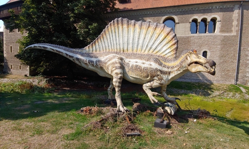  Spinosaurus vor der Burg Dankwarderode. 