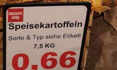  Der Preis für einen Sack Kartoffeln am gestrigen Donnerstag. 
