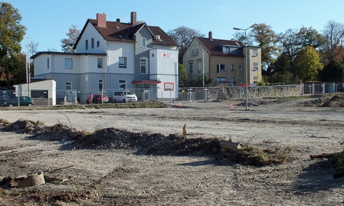 Erste Baumaßnahmen auf der Großbaustelle Beek/Wallplatz. Foto: Achim Klaffehn