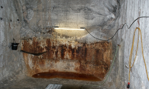 Laugensumpf vor Kammer 9 auf der 750 m-Sohle: hier will das BfS
verfüllen. Foto: Ralf Krupp