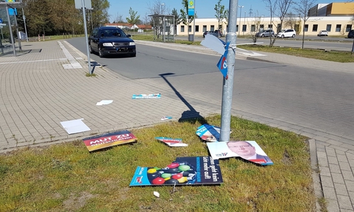 Laut eigenen Angaben wurden in den ersten drei Wochen Wahlkampf 80 Prozent der AfD-Wahlplakate zerstört. Fotos: AfD/Stefan Marzischewski-Drewes