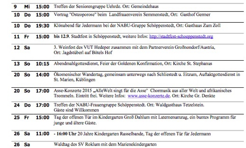 Die Samtgemeinde Elm-Asse stellt den Veranstaltungskalender für Monat September vor. Foto: Screenshot 