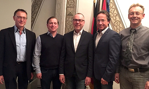 Von links: Schatzmeister Hartwig Brodde, Schriftführer Andre Volke, zweiter Vorsitzender Harald Borm, Vorsitzender Sven Heß und sein Vorgänger Jörg Trautmann. Foto: Stadt Wolfenbüttel