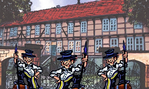 Speerträger am Schlosstor. Fotos: Fallersleber Speerträger