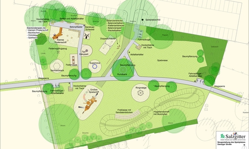 So soll der Spieplatz aufgebaut werden. Quelle: Stadt Salzgitter; Spalink-Sievers Landschaftsarchitekten