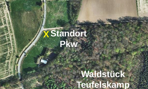 Standort des Pkw an der Kreisstraße 40 Foto: Polizei Wolfsburg