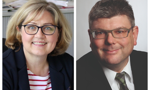 Die Geschäftsführer der Jobcenter Helmstedt, Heike Bannach, und Gifhorn, Andreas Standop, äußern sich zum neuen Online-Angebot der Jobcenter. Foto: Agentur für Arbeit Helmstedt