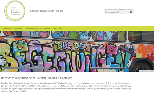 Das Lokale Bündnis für Familie im Landkreis Peine präsentiert sich auf einer neuen Homepage. Screenshot: Landkreis Peine 