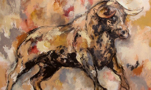 Kunst an über 50 Standorten erleben beim Kunstfest "Kunst hier und jetzt" 2015. Hier: Valenciano (2015) Acryl, Kreide auf Leinwand. Foto: Heike Hidalgo
