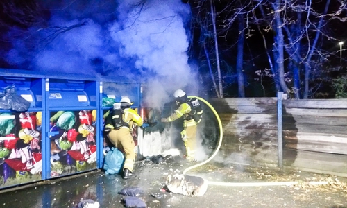 In Harlingerode brannte an der Landstraße ein Altkleidercontainer. Foto: Feuerwehr Bad Harzburg