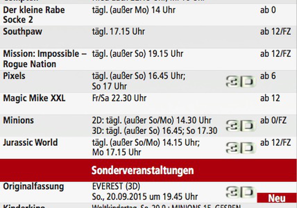 Kinoprogramm Wolfenbüttel Kinoprogramm Wolfenbüttel