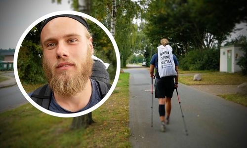 Johannes Kowalewski unterwegs durch Peine. Als nächstes großes Ziel will er den Harz überqueren. Foto/Video: Alexander Panknin