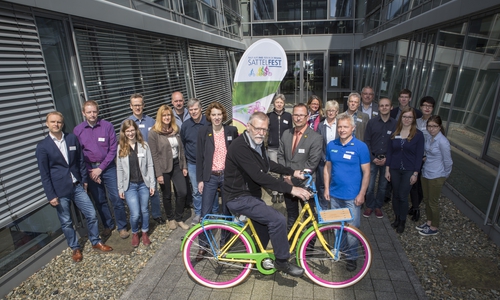 Initiatoren und Veranstalter stellen die Touren und Aktionen des Sattelfests vor. Bildnachweis: Allianz für die Region GmbH/Stefan Sobotta