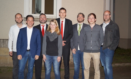 Julius Schneider (Bezirksvorsitzender), Bundestagskandidat Falko Mohrs, Erdem Baskök, Inga- Kristin Grune, Patrick Dräger, Marcel Muschalle, Christoph Kühne und Jörn Domeier (SPD- Unterbezirksvorsitzender)Foto: SPD