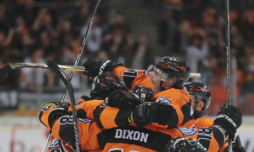 Die Grizzlys hatten endlich wieder Grund zum Jubeln! Foto: Agentur Hübner/Archiv