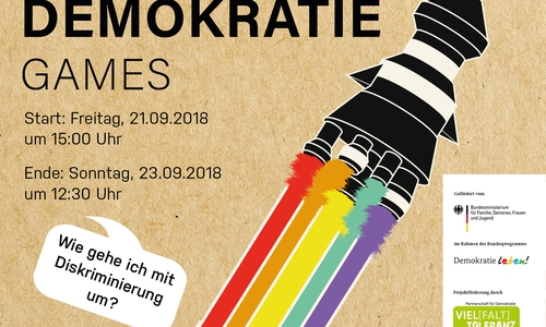 Antrieb durch bunte Vielfalt bei den "Demokratie Games". Foto: Freiwilligenagentur Jugend-Soziales-Sport e.V.